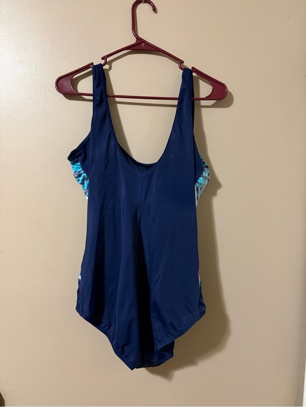One-Piece Lands End Swimsuit in Aqua Wave Print - Picture 4 of 5